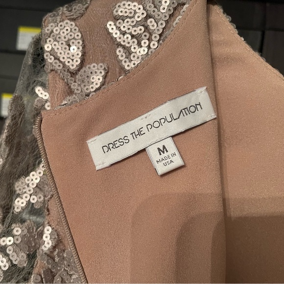 ‘Grace’ Dress in Silver & Tan by Dress the Population - Picture 9 of 15